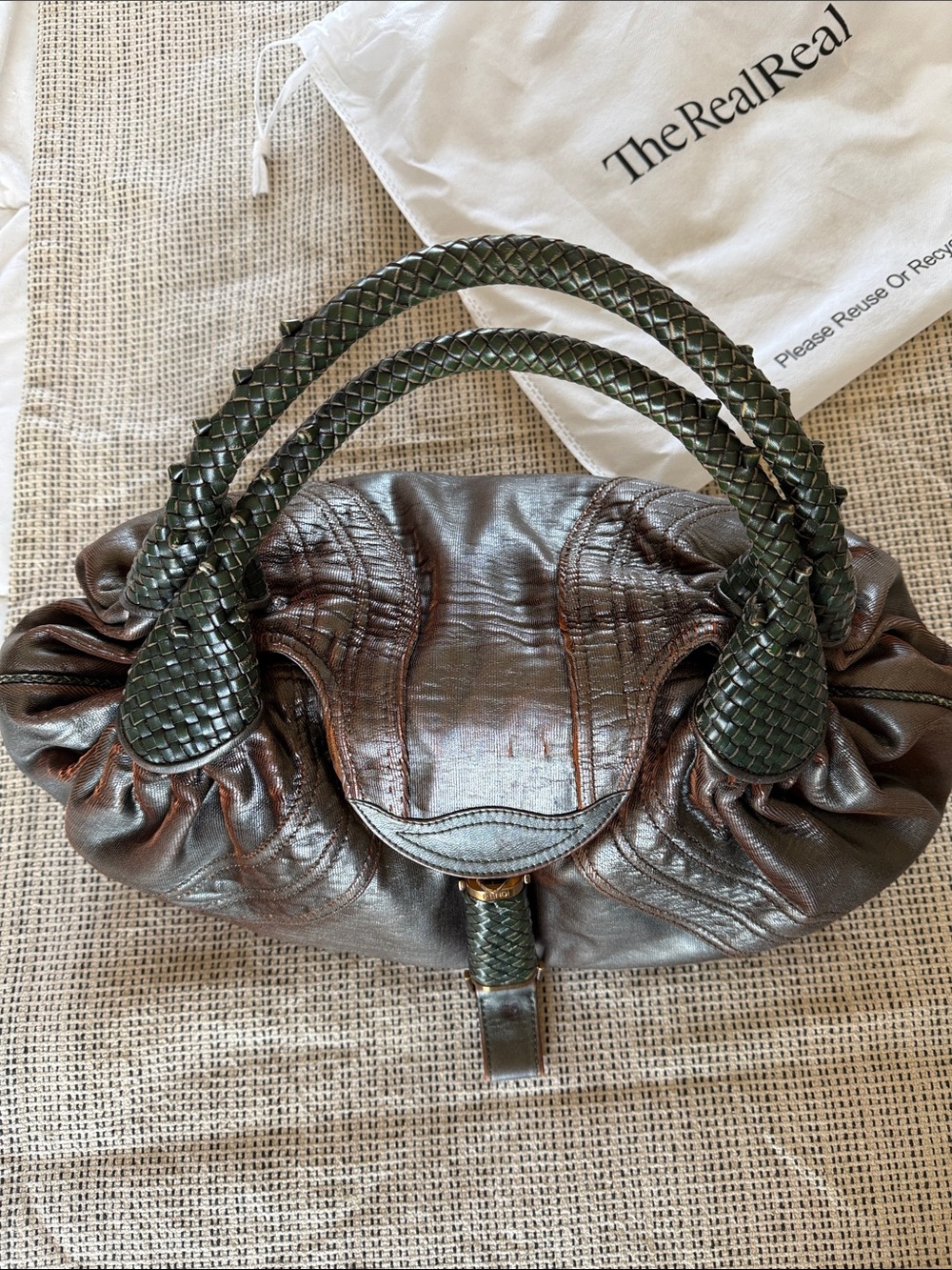 Fendi Spy Bag Napa Nuvolata Brown Leather Hobo - Picture 3 of 16